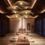 Handcrafted Natural Bamboo Frame Pendant Lamp Woven Hanging Ceiling Light Fixture