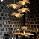 Handcrafted Natural Bamboo Frame Pendant Lamp Woven Hanging Ceiling Light Fixture