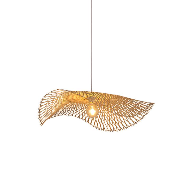 Handcrafted Natural Bamboo Frame Pendant Lamp Woven Hanging Ceiling Light Fixture