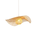 Handcrafted Natural Bamboo Frame Pendant Lamp Woven Hanging Ceiling Light Fixture