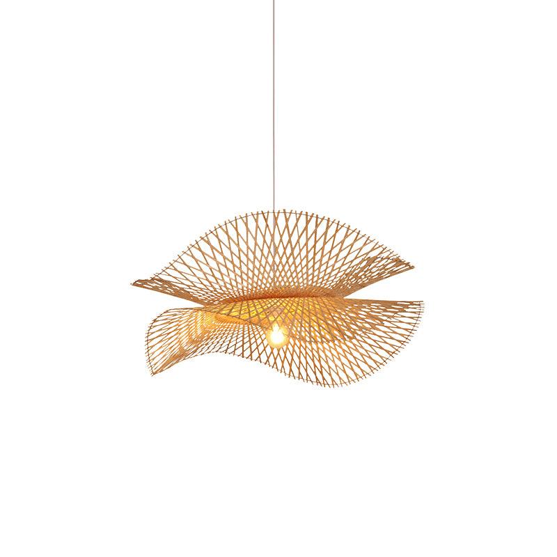 Handcrafted Natural Bamboo Frame Pendant Lamp Woven Hanging Ceiling Light Fixture