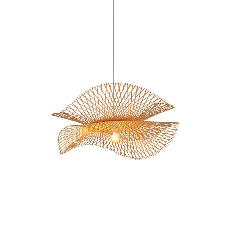 Handcrafted Natural Bamboo Frame Pendant Lamp Woven Hanging Ceiling Light Fixture