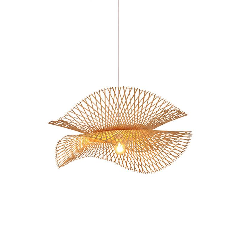 Handcrafted Natural Bamboo Frame Pendant Lamp Woven Hanging Ceiling Light Fixture