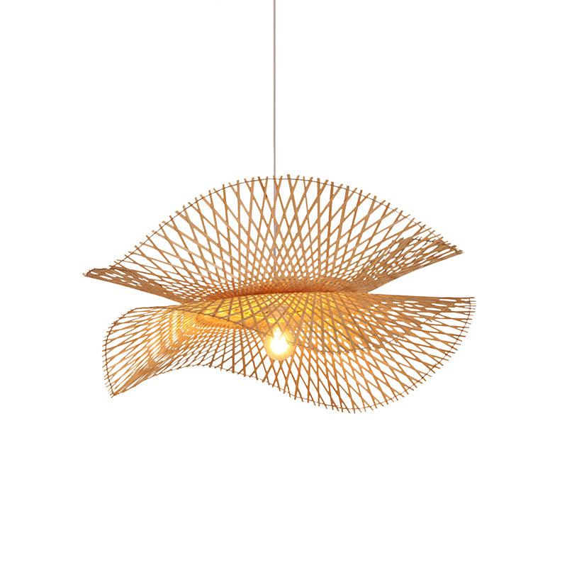 Handcrafted Natural Bamboo Frame Pendant Lamp Woven Hanging Ceiling Light Fixture