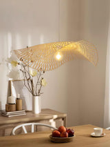 Handcrafted Natural Bamboo Frame Pendant Lamp Woven Hanging Ceiling Light Fixture