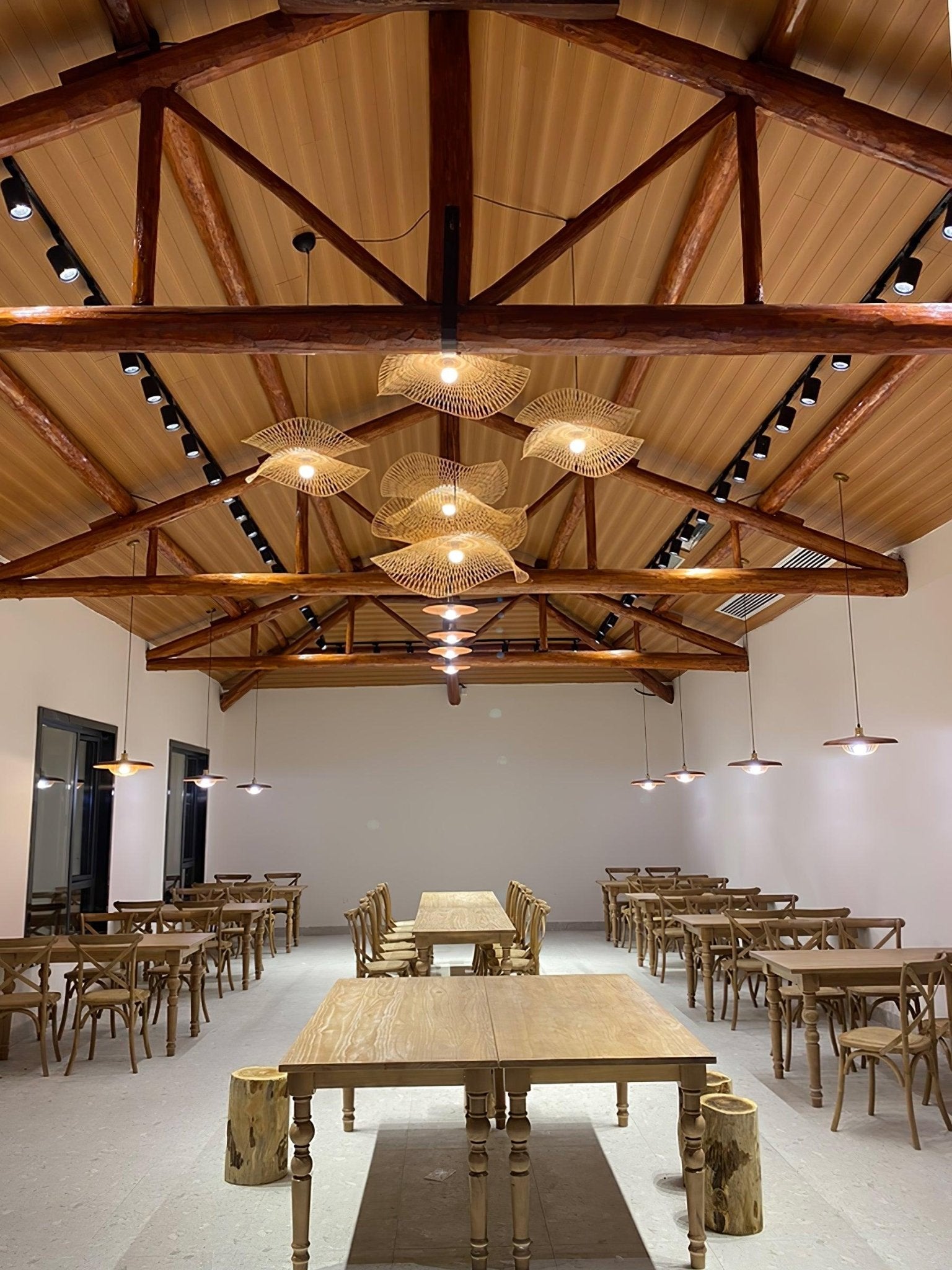 Handcrafted Natural Bamboo Frame Pendant Lamp Woven Hanging Ceiling Light Fixture