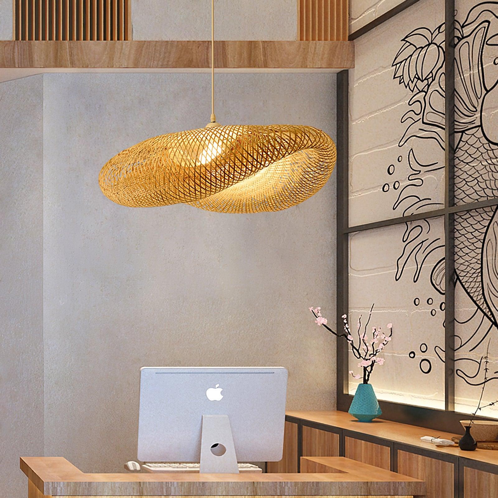 Handcrafted Natural Woven Bamboo Pendant Light Zen Inspired Hanging Ceiling Lamp