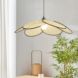 Handcrafted Petal Rattan Pendant Lamp Organic Woven Texture Ceiling Light for Minimalist Decor