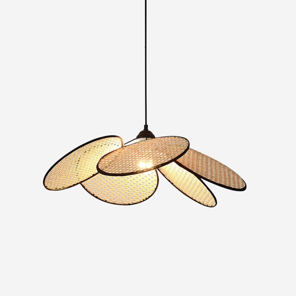 Handcrafted Petal Rattan Pendant Lamp Organic Woven Texture Ceiling Light for Minimalist Decor