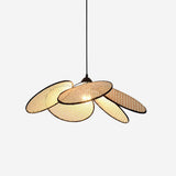 Handcrafted Petal Rattan Pendant Lamp Organic Woven Texture Ceiling Light for Minimalist Decor
