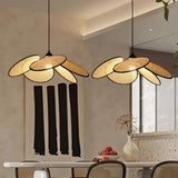 Handcrafted Petal Rattan Pendant Lamp Organic Woven Texture Ceiling Light for Minimalist Decor