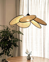 Handcrafted Petal Rattan Pendant Lamp Organic Woven Texture Ceiling Light for Minimalist Decor