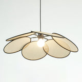 Handcrafted Petal Rattan Pendant Lamp Organic Woven Texture Ceiling Light for Minimalist Decor