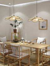 Handcrafted Petal Rattan Pendant Lamp Organic Woven Texture Ceiling Light for Minimalist Decor