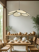 Handcrafted Petal Rattan Pendant Lamp Organic Woven Texture Ceiling Light for Minimalist Decor