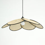 Handcrafted Petal Rattan Pendant Lamp Organic Woven Texture Ceiling Light for Minimalist Decor