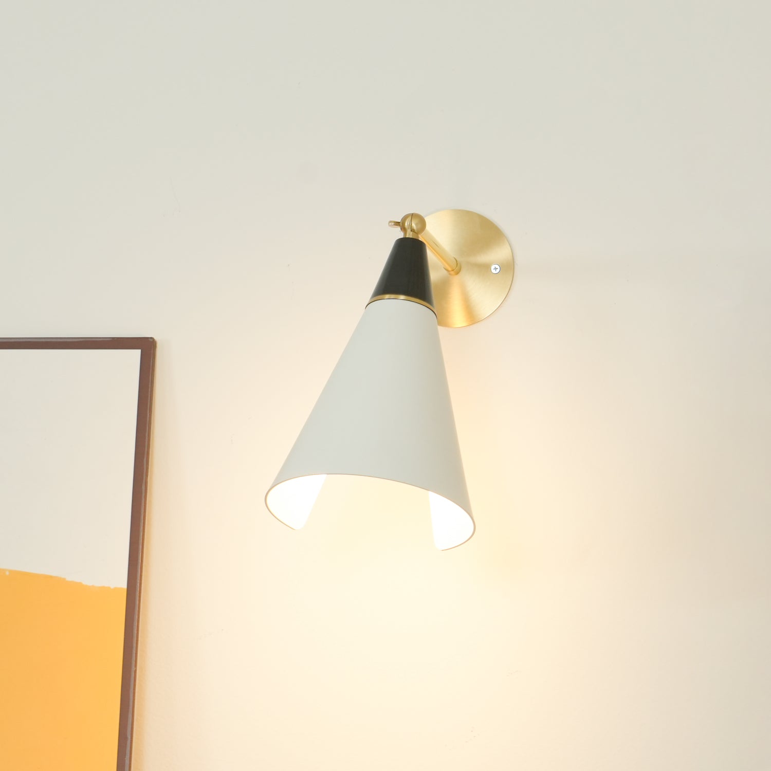 Handcrafted Petite Magari Wall Sconce Lighting with Beveled Edge Metal Shade