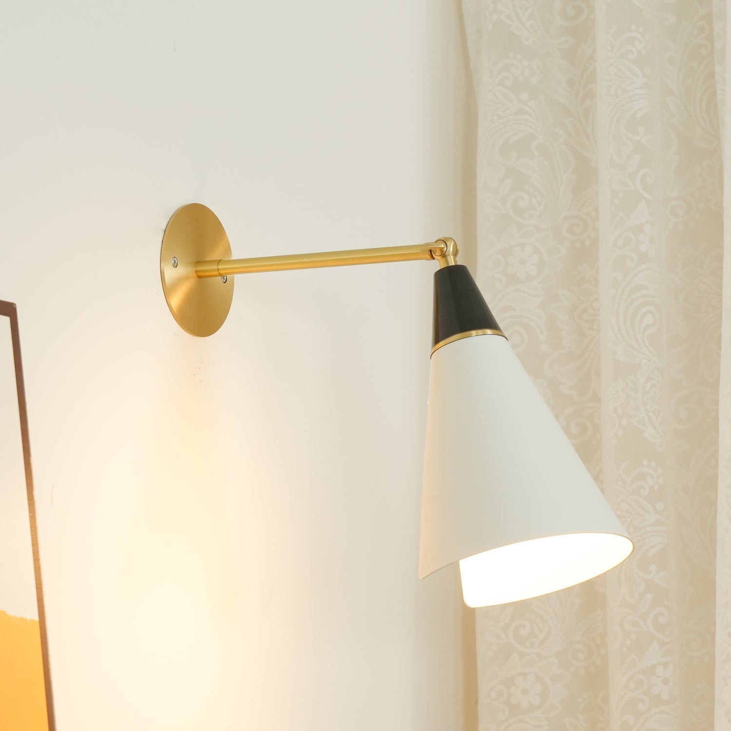 Handcrafted Petite Magari Wall Sconce Lighting with Beveled Edge Metal Shade
