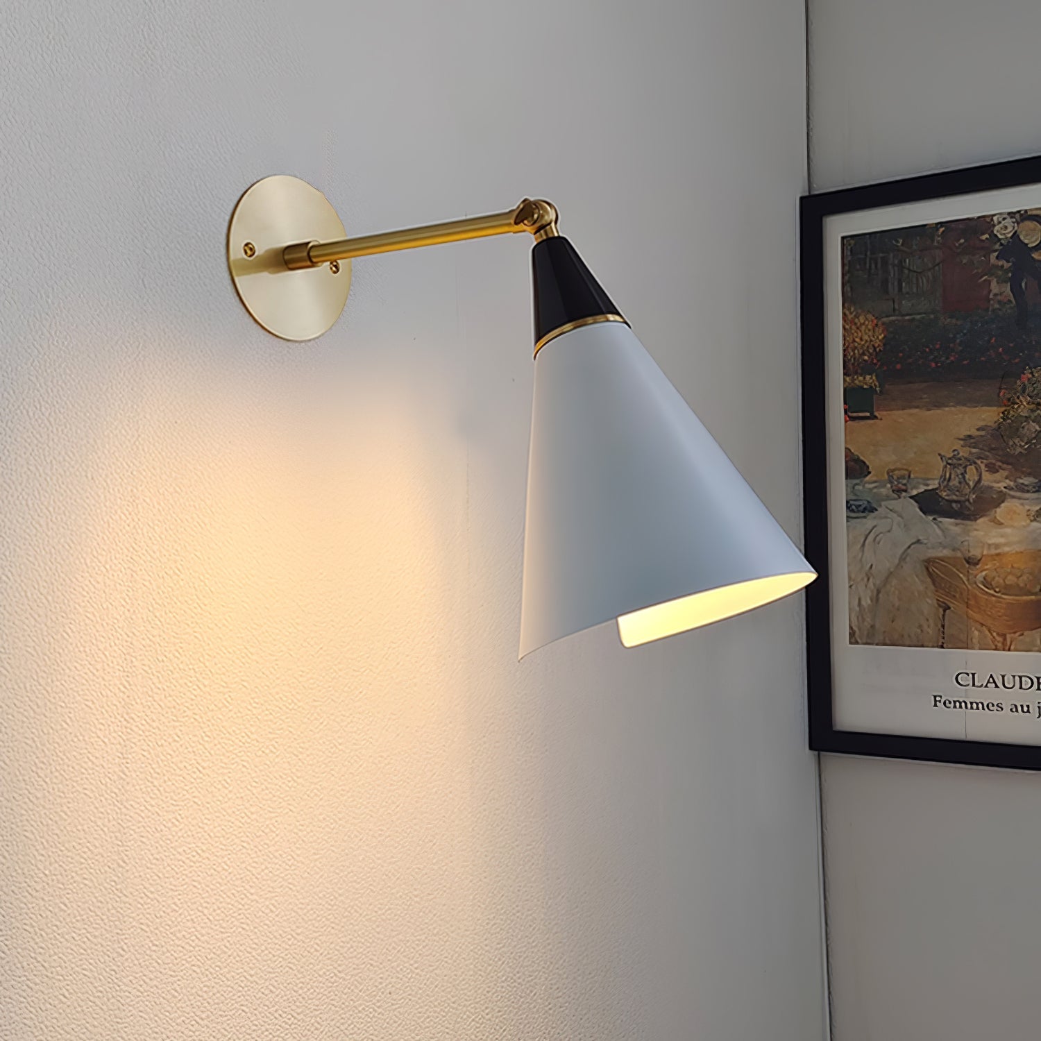 Handcrafted Petite Magari Wall Sconce Lighting with Beveled Edge Metal Shade