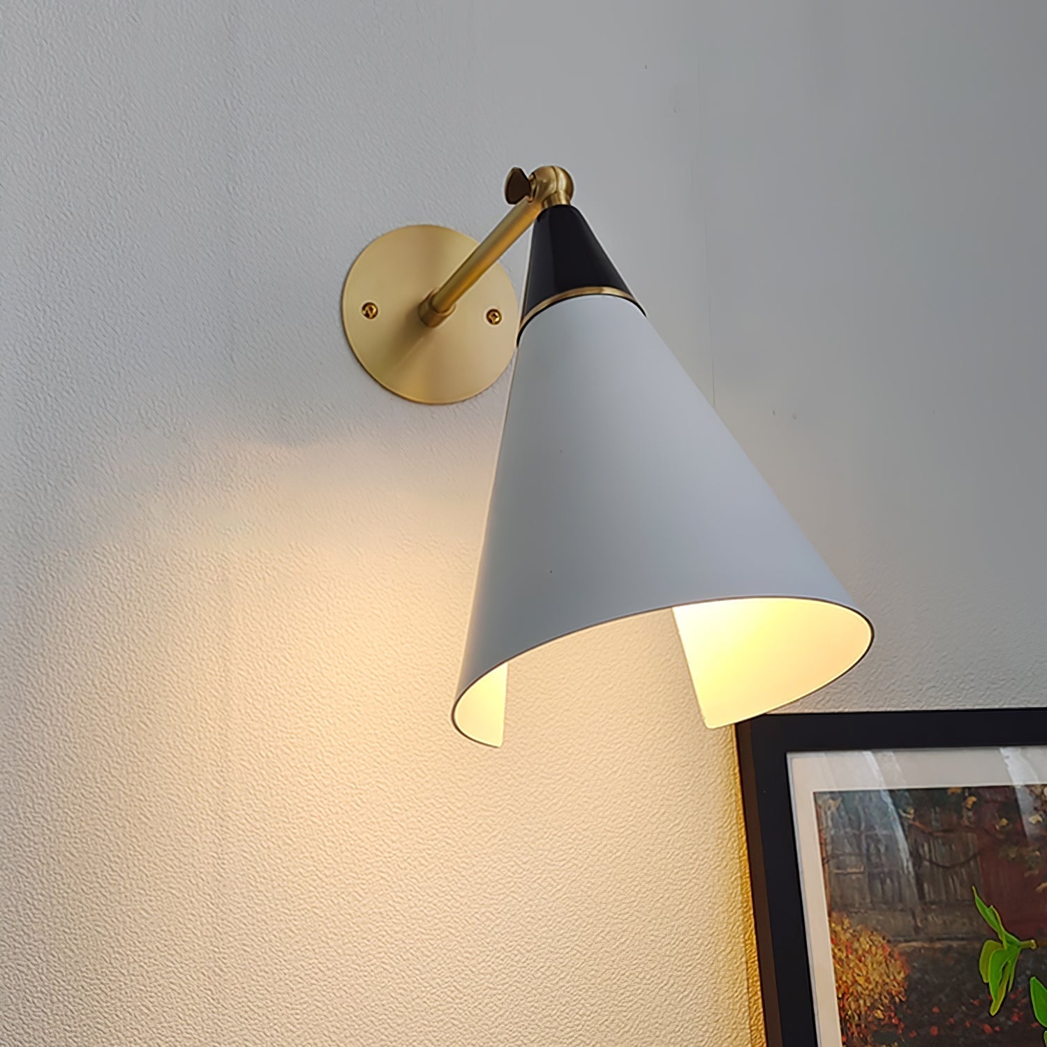 Handcrafted Petite Magari Wall Sconce Lighting with Beveled Edge Metal Shade