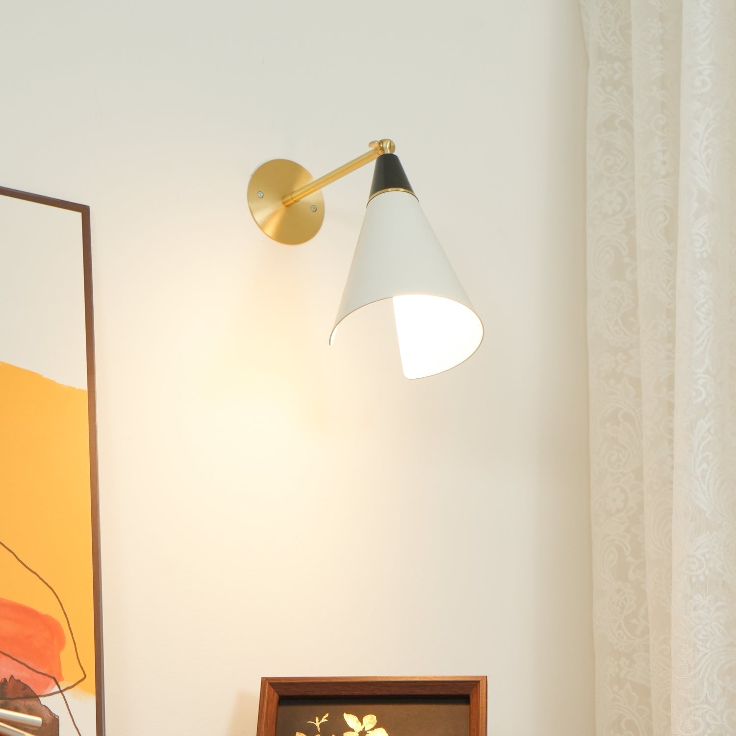 Handcrafted Petite Magari Wall Sconce Lighting with Beveled Edge Metal Shade