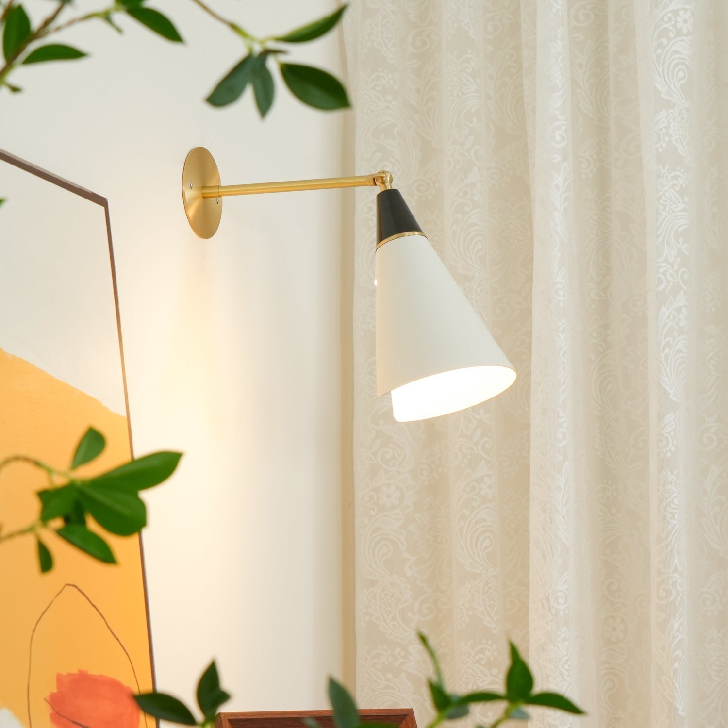 Handcrafted Petite Magari Wall Sconce Lighting with Beveled Edge Metal Shade
