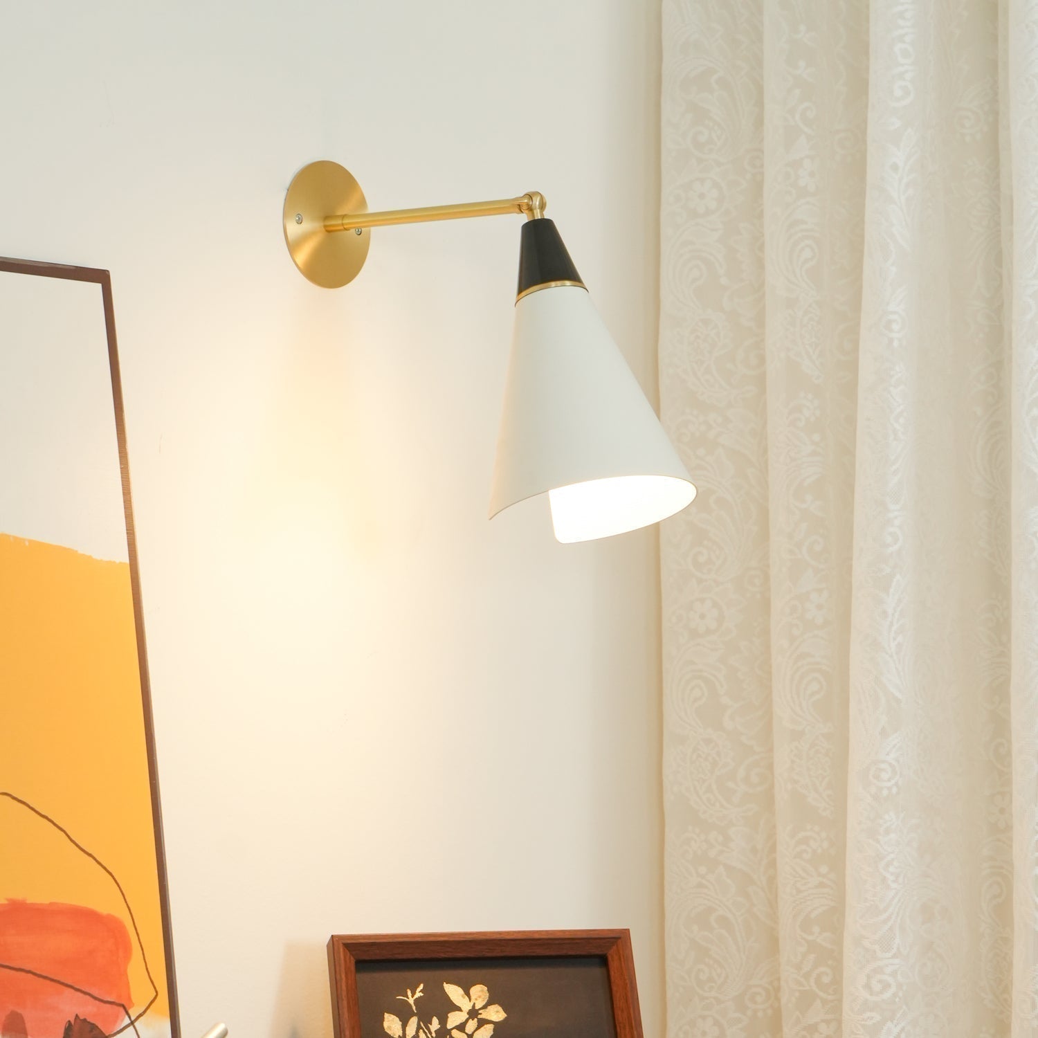 Handcrafted Petite Magari Wall Sconce Lighting with Beveled Edge Metal Shade