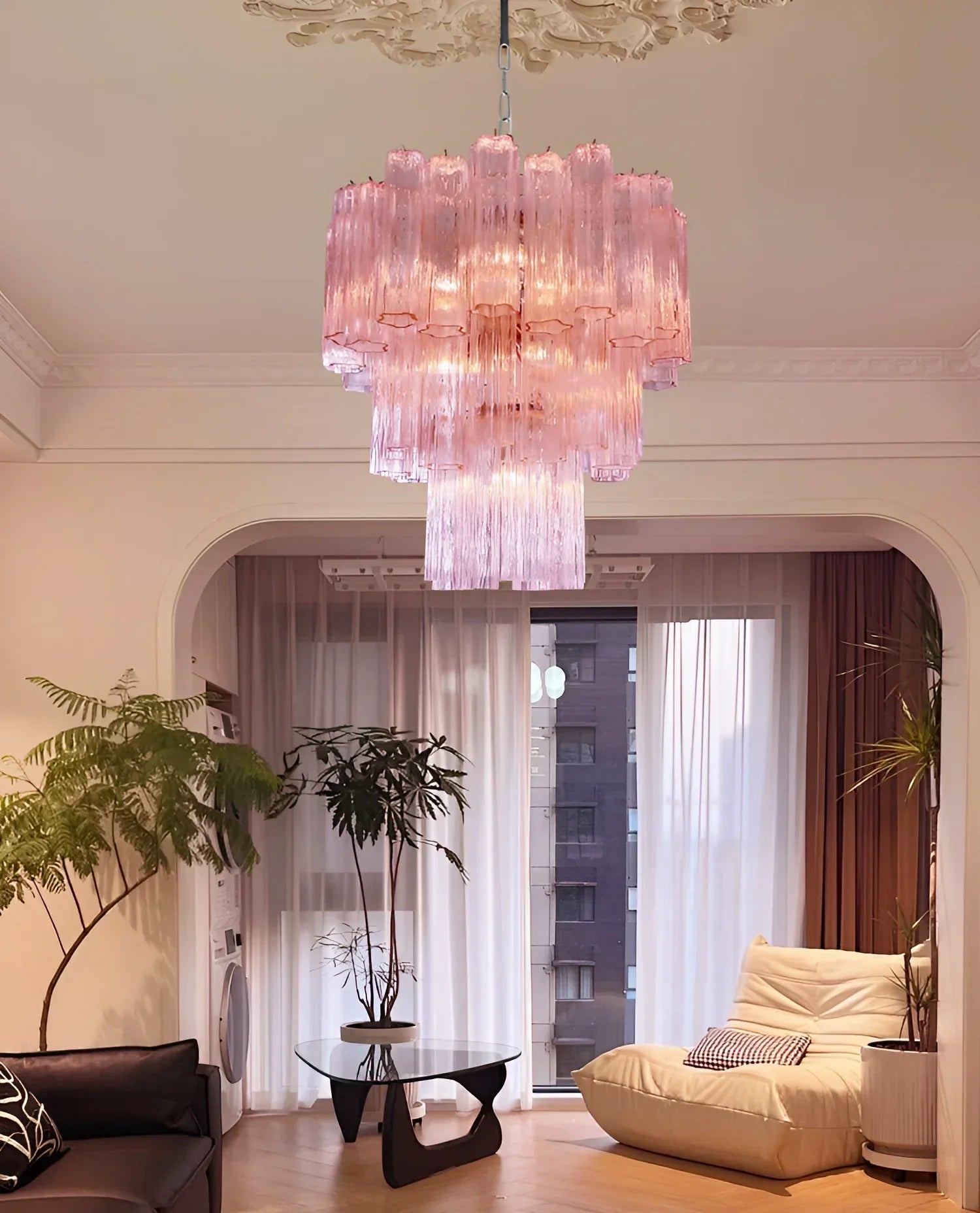 handcrafted-pink-murano-glass-tube-chandelier-for-modern-luxury-interior-lighting