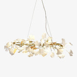 Handcrafted Porcelain Ginkgo Leaf Chandelier Elegant Modern Candelabrum Hanging Light