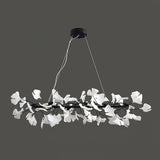 Handcrafted Porcelain Ginkgo Leaf Chandelier Elegant Modern Candelabrum Hanging Light