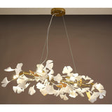 Handcrafted Porcelain Ginkgo Leaf Chandelier Elegant Modern Candelabrum Hanging Light