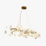 Handcrafted Porcelain Ginkgo Leaf Chandelier Elegant Modern Candelabrum Hanging Light