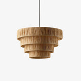 Handcrafted Raffia Straw Art Pendant Light Sustainable Natural Fiber Ceiling Hanging Lamp for Home Decor