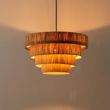 Handcrafted Raffia Straw Art Pendant Light Sustainable Natural Fiber Ceiling Hanging Lamp for Home Decor