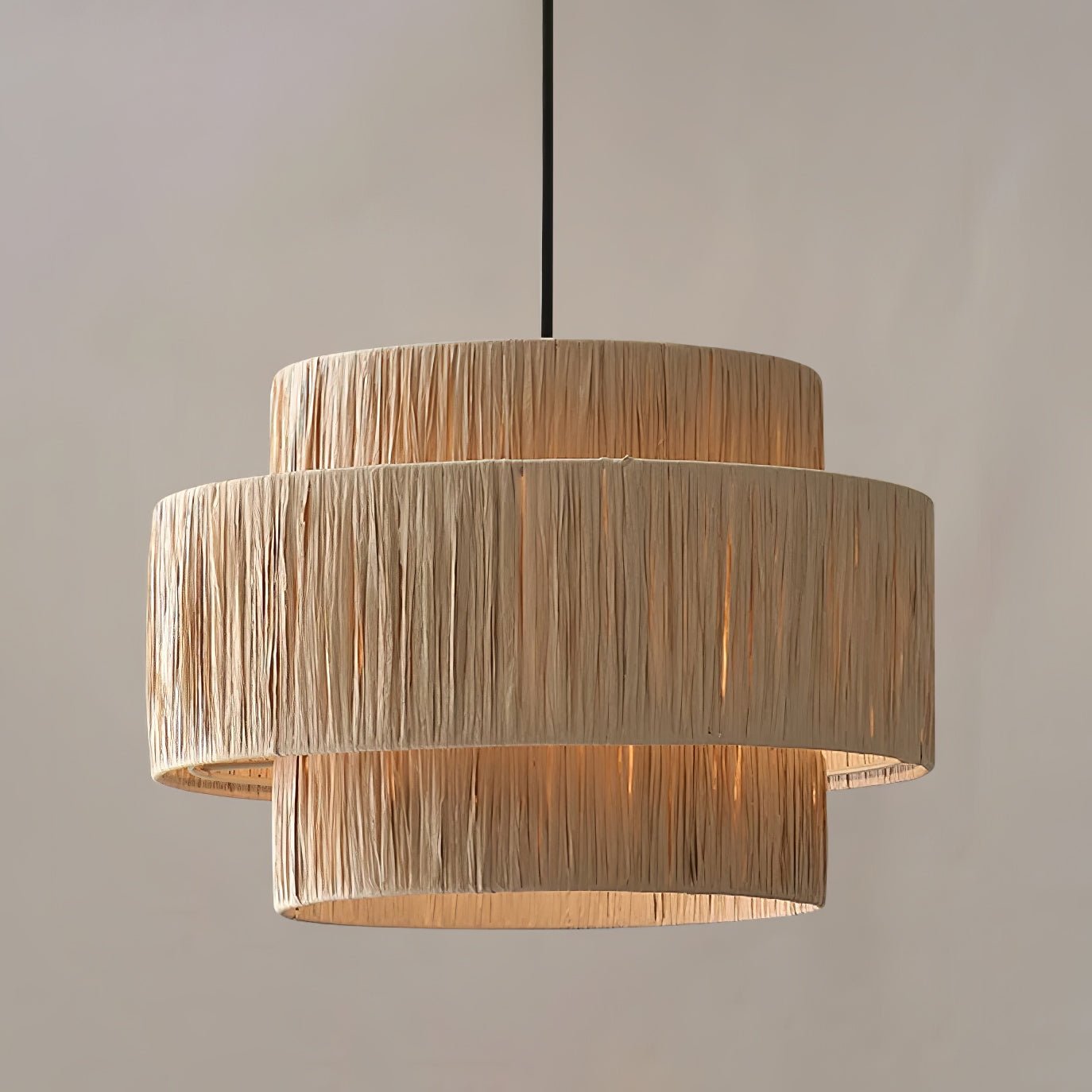 Handcrafted Raffia Straw Art Pendant Light Sustainable Natural Fiber Ceiling Hanging Lamp for Home Decor