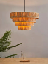Handcrafted Raffia Straw Art Pendant Light Sustainable Natural Fiber Ceiling Hanging Lamp for Home Decor