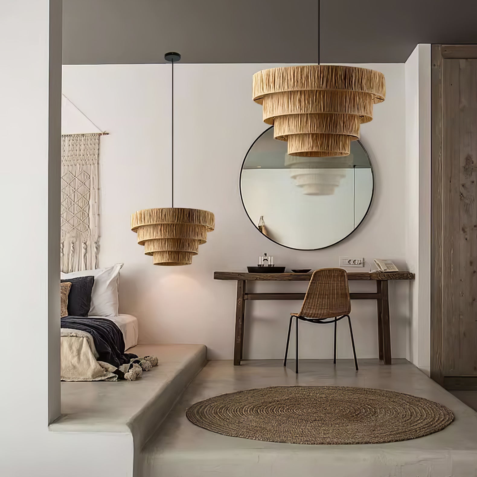 Handcrafted Raffia Straw Art Pendant Light Sustainable Natural Fiber Ceiling Hanging Lamp for Home Decor
