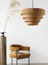 Handcrafted Raffia Straw Art Pendant Light Sustainable Natural Fiber Ceiling Hanging Lamp for Home Decor
