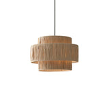 Handcrafted Raffia Straw Art Pendant Light Sustainable Natural Fiber Ceiling Hanging Lamp for Home Decor