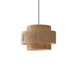 Handcrafted Raffia Straw Art Pendant Light Sustainable Natural Fiber Ceiling Hanging Lamp for Home Decor