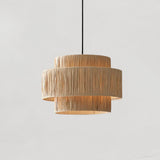 Handcrafted Raffia Straw Art Pendant Light Sustainable Natural Fiber Ceiling Hanging Lamp for Home Decor