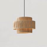 Handcrafted Raffia Straw Art Pendant Light Sustainable Natural Fiber Ceiling Hanging Lamp for Home Decor