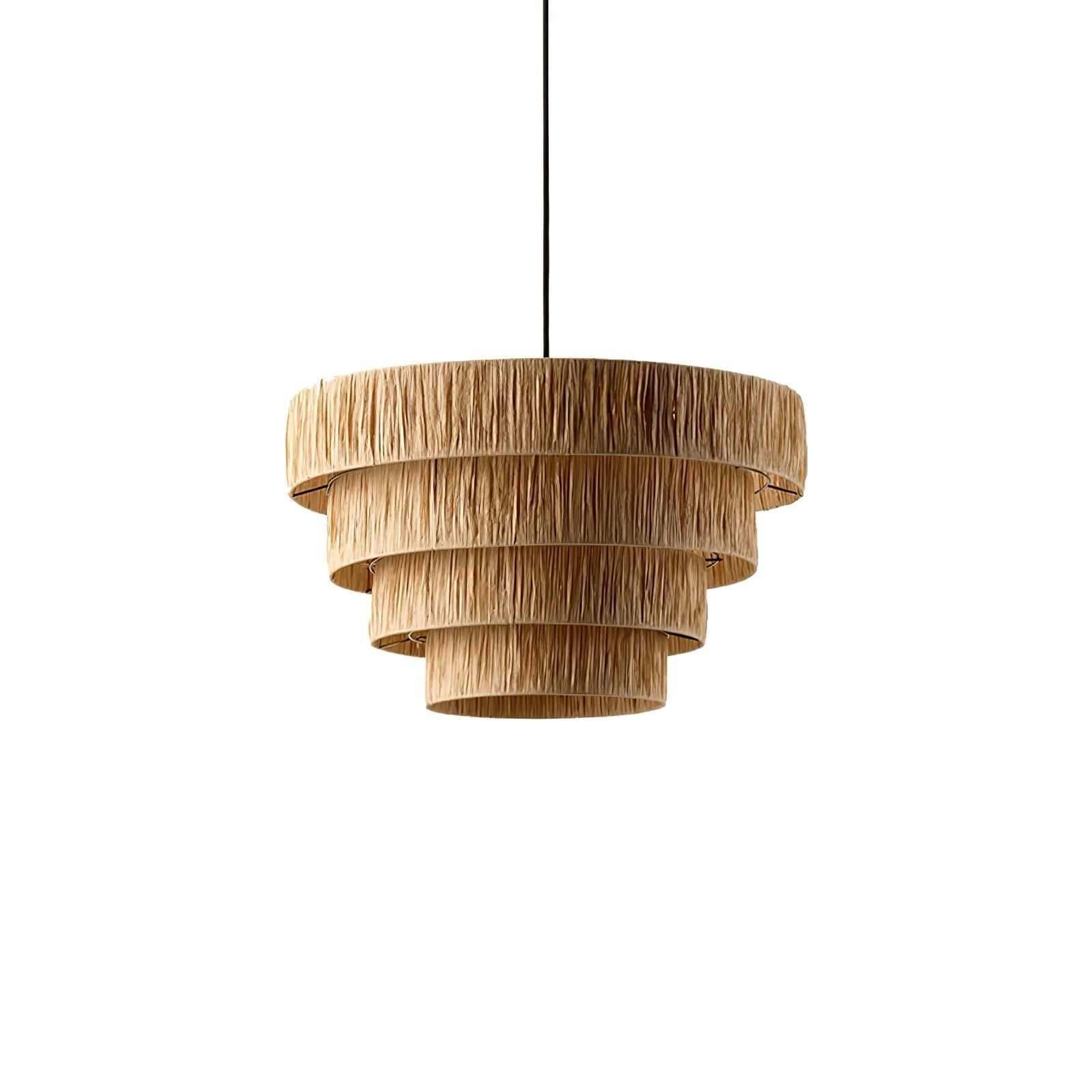 Handcrafted Raffia Straw Art Pendant Light Sustainable Natural Fiber Ceiling Hanging Lamp for Home Decor