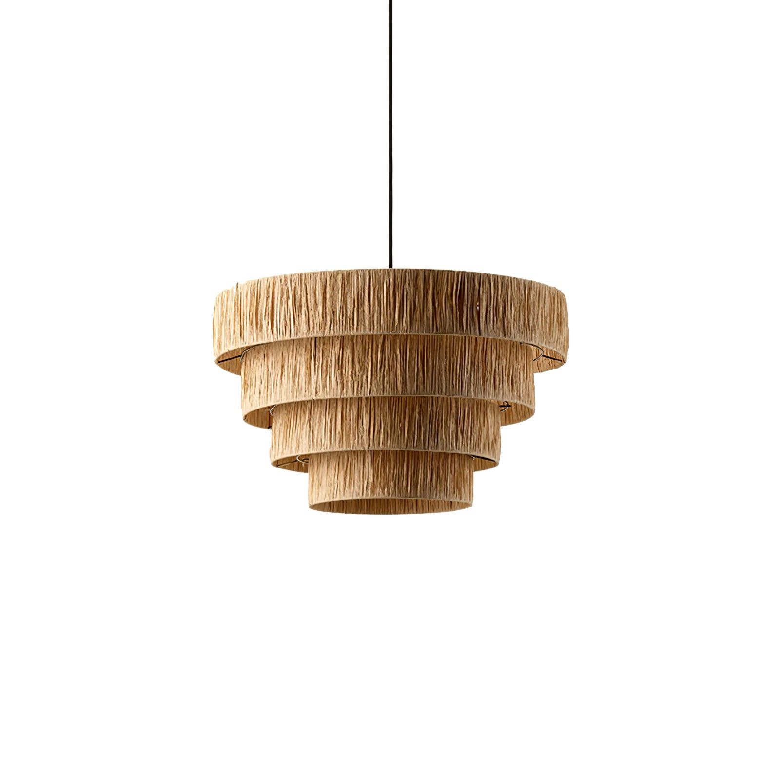 Handcrafted Raffia Straw Art Pendant Light Sustainable Natural Fiber Ceiling Hanging Lamp for Home Decor
