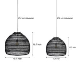Handcrafted Rattan Woven Dome Pendant Light Bohemian Bamboo Hanging Lamp for Dining Room