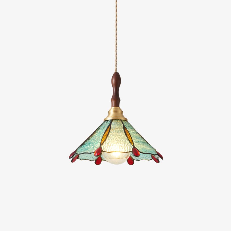 Handcrafted Tiffany Stained Glass Floral Pendant Light with Brass Hardware for Indoor Living