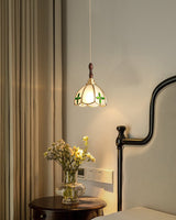 Handcrafted Tiffany Stained Glass Floral Pendant Light with Brass Hardware for Indoor Living