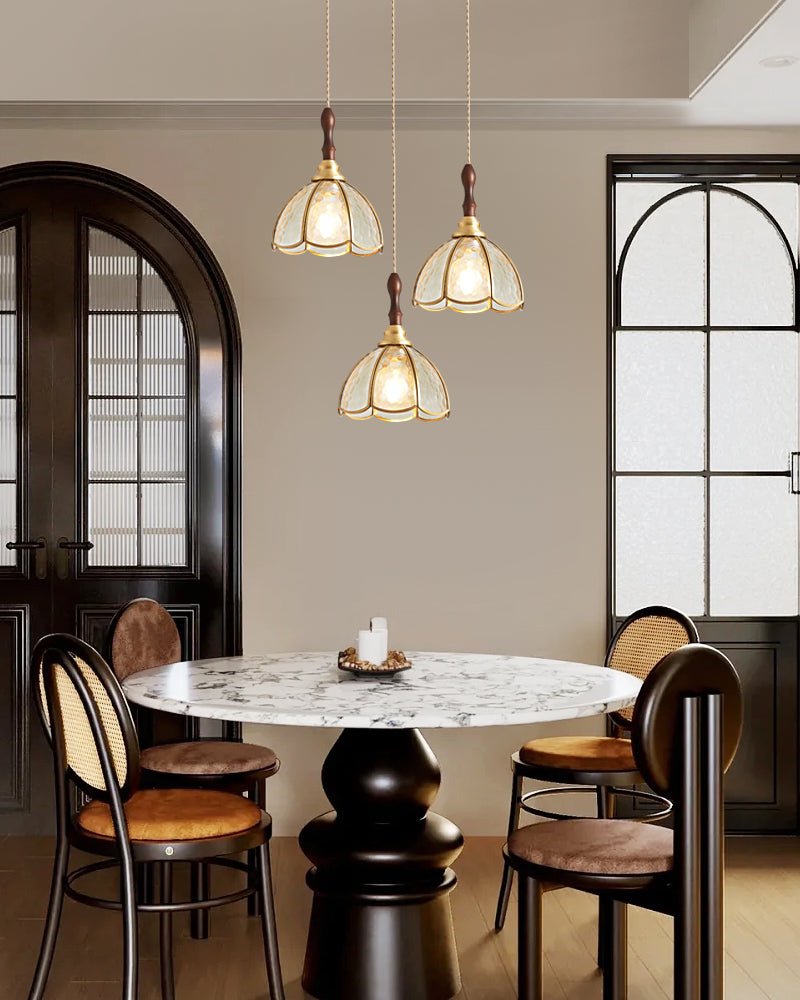 Handcrafted Tiffany Stained Glass Floral Pendant Light with Brass Hardware for Indoor Living