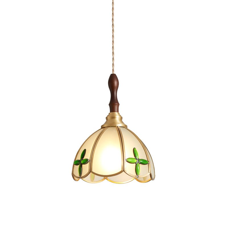 Handcrafted Tiffany Stained Glass Floral Pendant Light with Brass Hardware for Indoor Living