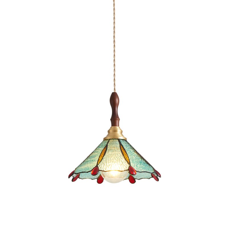 Handcrafted Tiffany Stained Glass Floral Pendant Light with Brass Hardware for Indoor Living